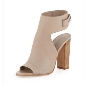 Vince Addie Open-Toe Buckle-Back Sandals Taupe Block Heel Size 7